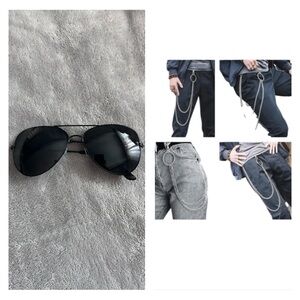 Rocker/biker Costume accessories Metal wallet, chain with aviator sunglasses